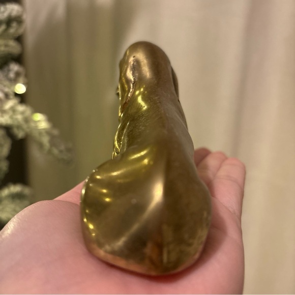 Vintage Solid Brass Dachshund Dog Figurine Paper Weight Bookshelf Cottage Hunt - Picture 2 of 7